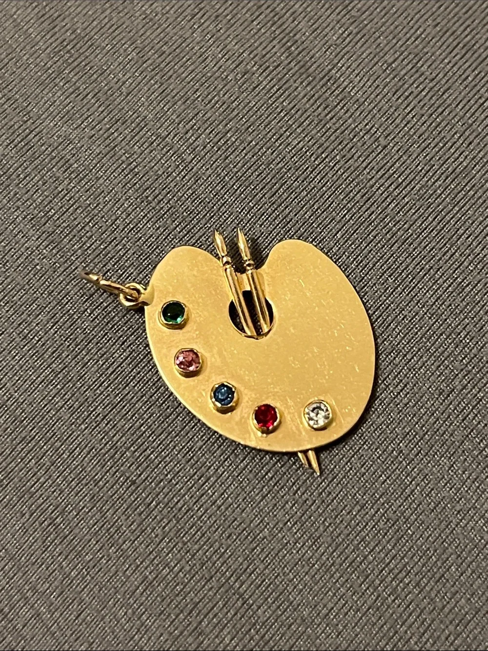 18 Karat Gold Artist Palette Pendant Necklace with Multi-Colored Gemstones